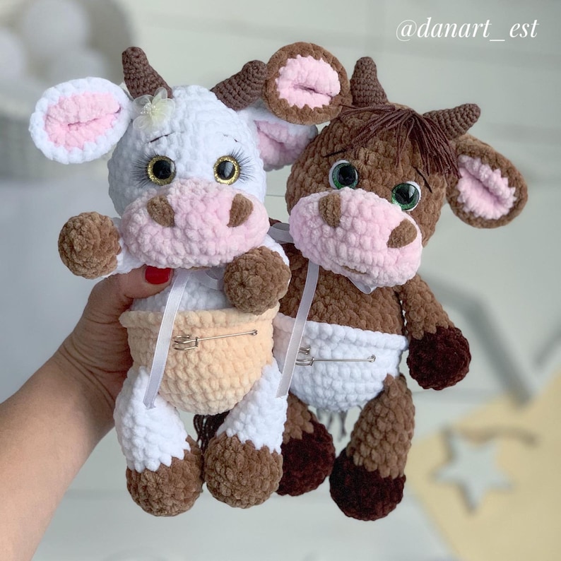 Crochet Baby Cow and Baby Bull 2in1 PDF Pattern, crochet calf toy, crochet ox, crochet animals image 3