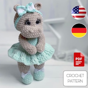 Crochet Hippo Lady toy PATTERN