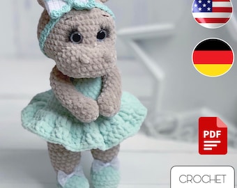 Crochet Hippo Lady toy PATTERN
