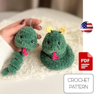 Snake plush crochet NO SEW 2in1 pattern - Amigurumi snake tutorial PDF - Crochet animals and reptiles