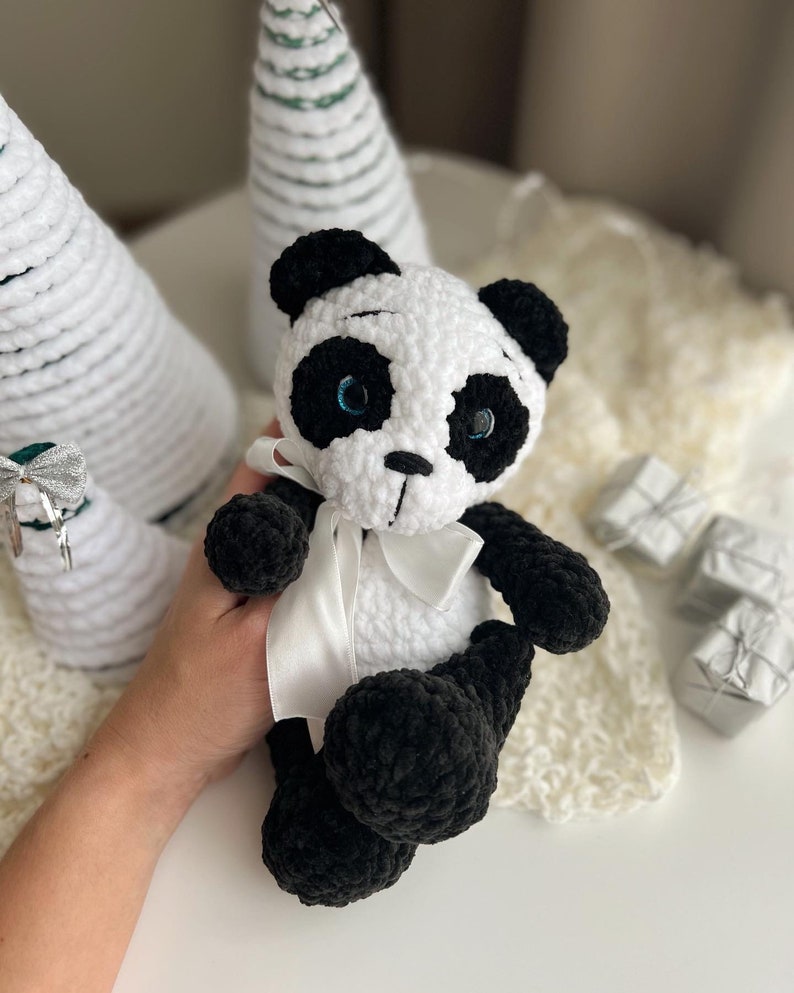 Crochet baby panda christmas toy pattern Amigurumi panda bear Crochet animals image 3