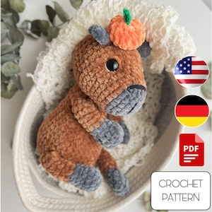 Crochet Capybara Pattern - Amigurumi Capybara - Crochet guinea pig pattern - Amigurumi rodent pattern - Plushie animal