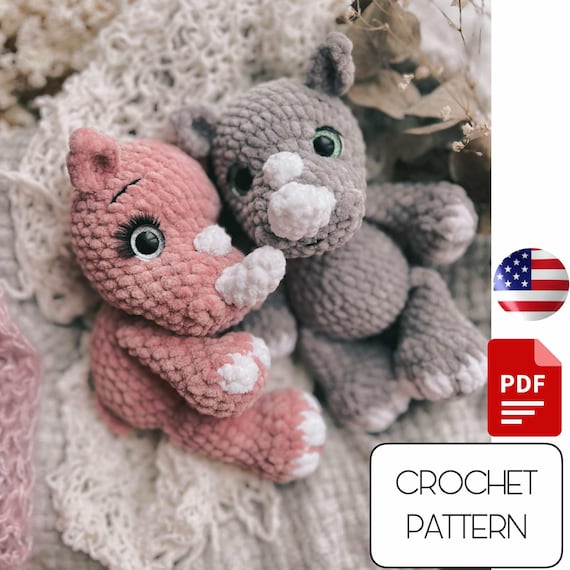 かぎ針編みのサイのあみぐるみパターン (PDF) - Etsy 日本