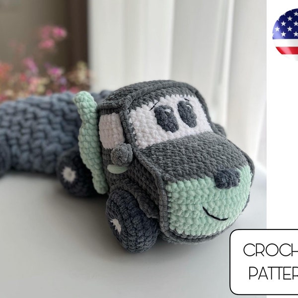 Crochet truck pyjama case toy - Pajamas holder crochet pattern - Crochet car