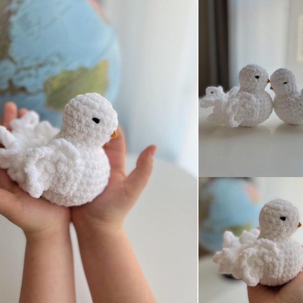 Colombe de la paix blanche au crochet, pigeon au crochet, oiseau réaliste