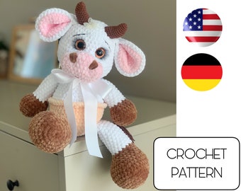 Crochet big cow amigurumi toy pattern - easy plush toy pdf tutorial - crochet farm animals