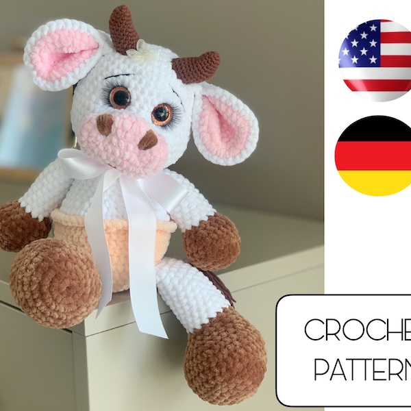 Crochet big cow amigurumi toy pattern - easy plush toy pdf tutorial - crochet farm animals
