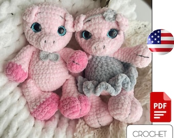 Crochet Pig Amigurumi Pattern - Amigurumi Piggy plush pattern - Crochet animals