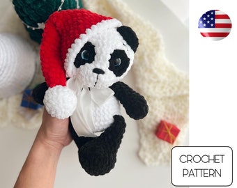 Crochet baby panda christmas toy pattern - Amigurumi panda bear - Crochet animals