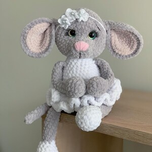 Crochet Lady Mouse toy pattern Crochet animals Plush mouse amigurumi pdf pattern image 3