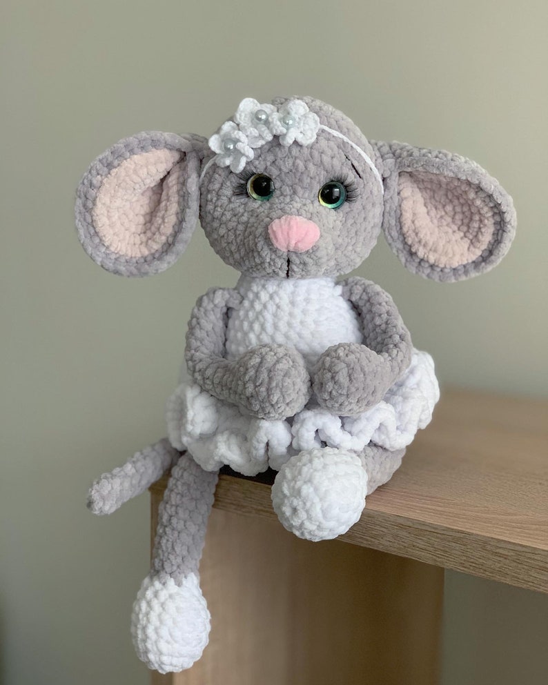 Crochet Lady Mouse toy pattern Crochet animals Plush mouse amigurumi pdf pattern image 3