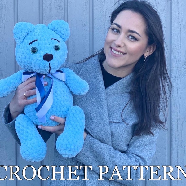 Big bear toy crochet pattern - Easy amigurumi teddy bear PDF crochet pattern - crochet animals