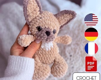 Patrón de amigurumi de bulldog francés a crochet - Cachorro de perro amigurumi
