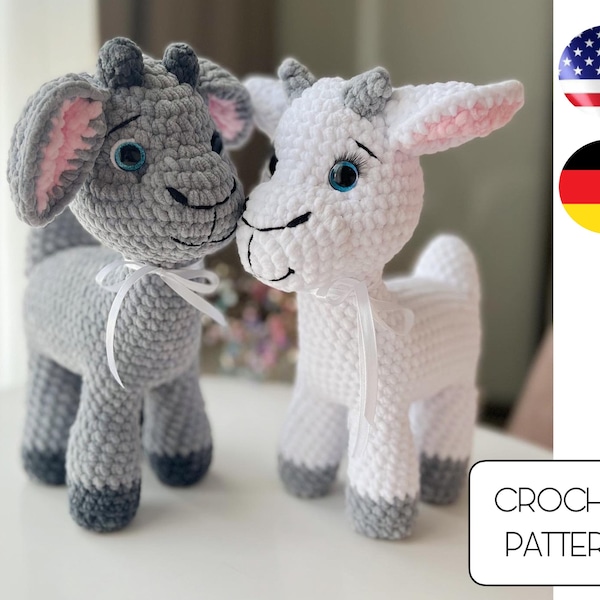 Goats 2in1 crochet pattern - Amigurumi baby goats toys pattern PDF tutorial - Crochet farm animals