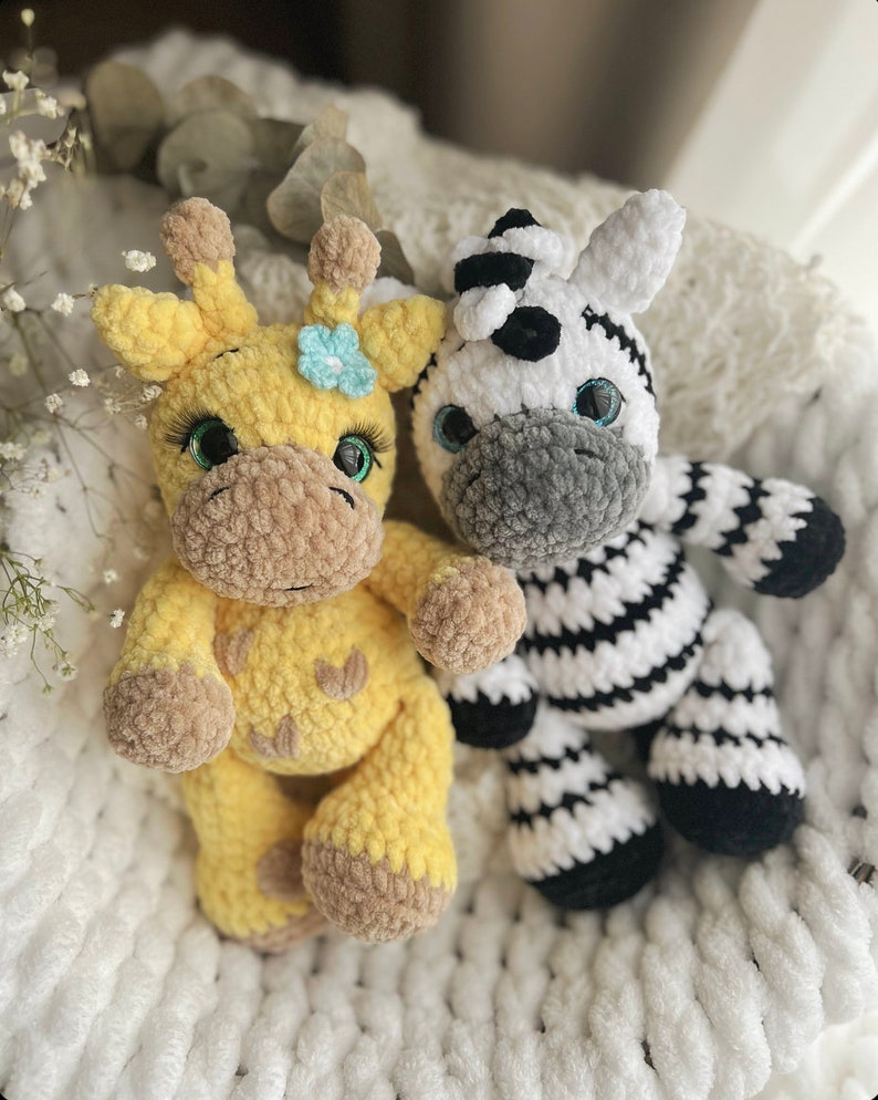 Crochet Giraffe Zebra Amigurumi Pattern Amigurumi Giraffe plush pattern Crochet Zebra Digital pattern Crochet animals image 8