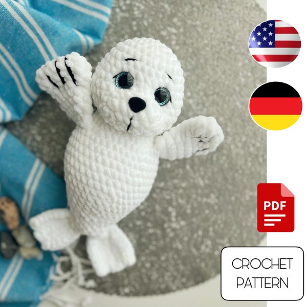 Seal amigurumi crochet pattern - plush seal PDF pattern - crochet stuffed animals