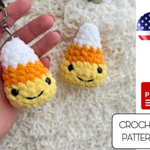 Crochet Candy Corn keychain NO SEW Amigurumi pattern