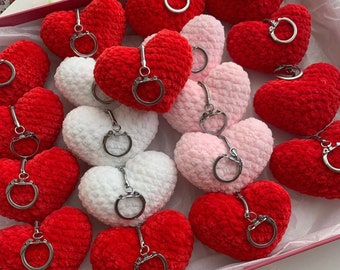 Valentines day crochet heart keyring, keychain