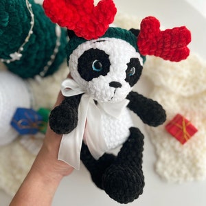 Crochet baby panda christmas toy pattern Amigurumi panda bear Crochet animals image 6