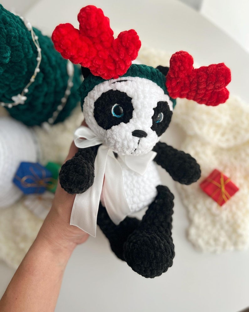 Crochet baby panda christmas toy pattern Amigurumi panda bear Crochet animals image 6