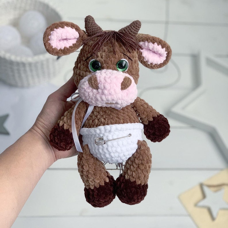 Crochet Baby Cow and Baby Bull 2in1 PDF Pattern, crochet calf toy, crochet ox, crochet animals image 5