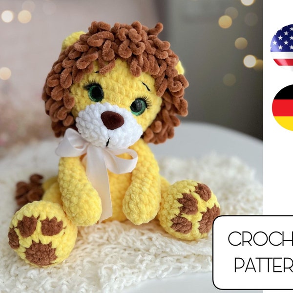 Crochet lion toy pattern - Amigurumi lion - Crochet animals