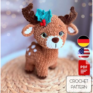 Renne Noël au crochet - Peluche Amigurumi Cerf