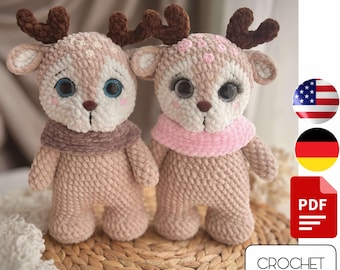 Reindeer Amigurumi Crochet Pattern - Deer crochet PDF tutorial - Crochet Christmas toy