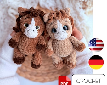 Horse Amigurumi Crochet Pattern: Low-Sew Pony (PFD Pattern)
