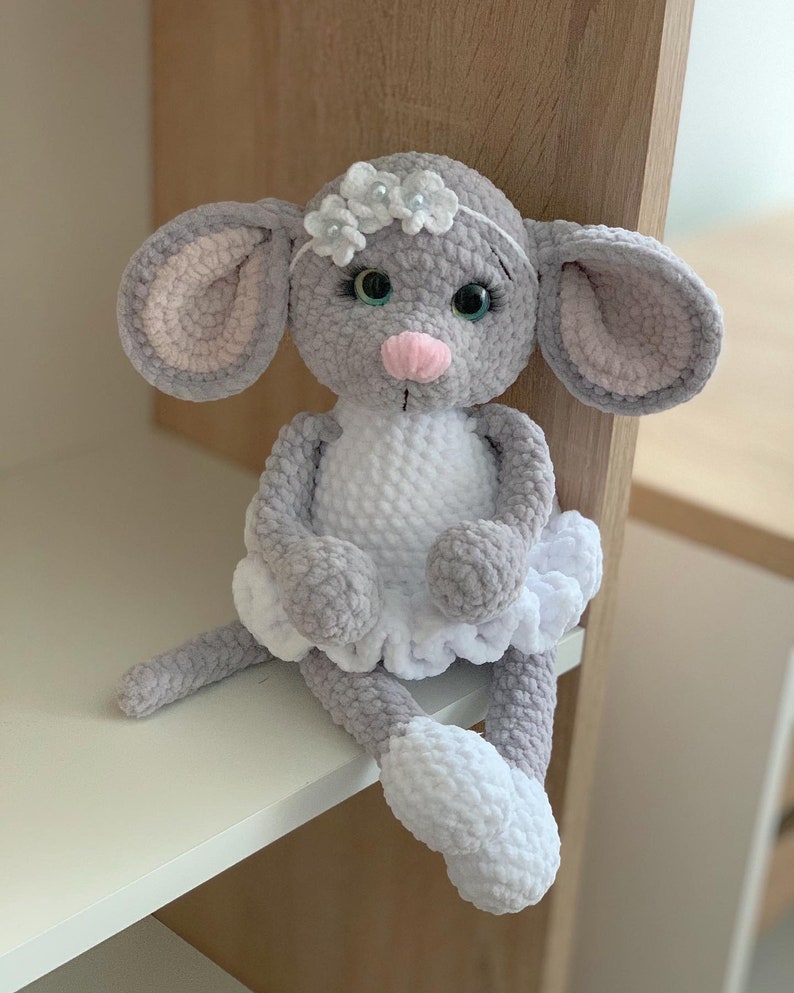 Crochet Lady Mouse toy pattern Crochet animals Plush mouse amigurumi pdf pattern image 5