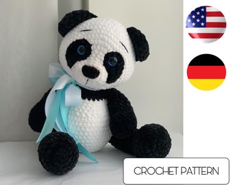 Panda Bear Jointed Crochet Doll Mai The Artisan's Nook