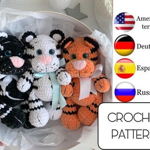 Crochet baby tiger toy amigurumi pattern, easy crochet pattern, crochet animals