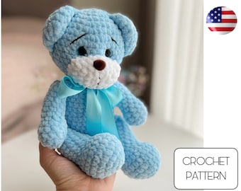 Crochet pattern little teddy bear - Amigurumi cute bear pattern - Plush little bear toy pattern - Crochet animals pattern