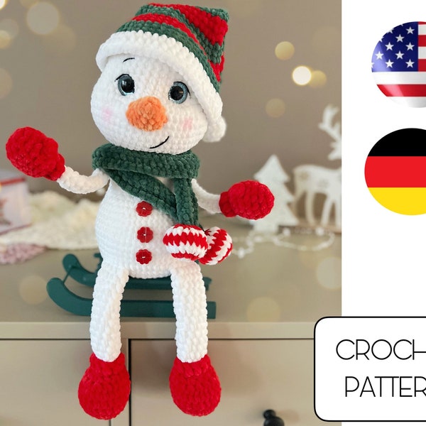Crochet snowman toy pattern - crochet christmas decorations - amigurumi snowman