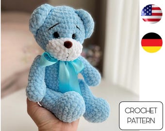 Crochet pattern little teddy bear - Amigurumi cute bear pattern - Plush little bear toy pattern - Crochet animals pattern