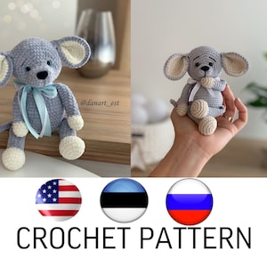 Crochet mouse toy pattern, easy amigurumi pattern, crochet animals