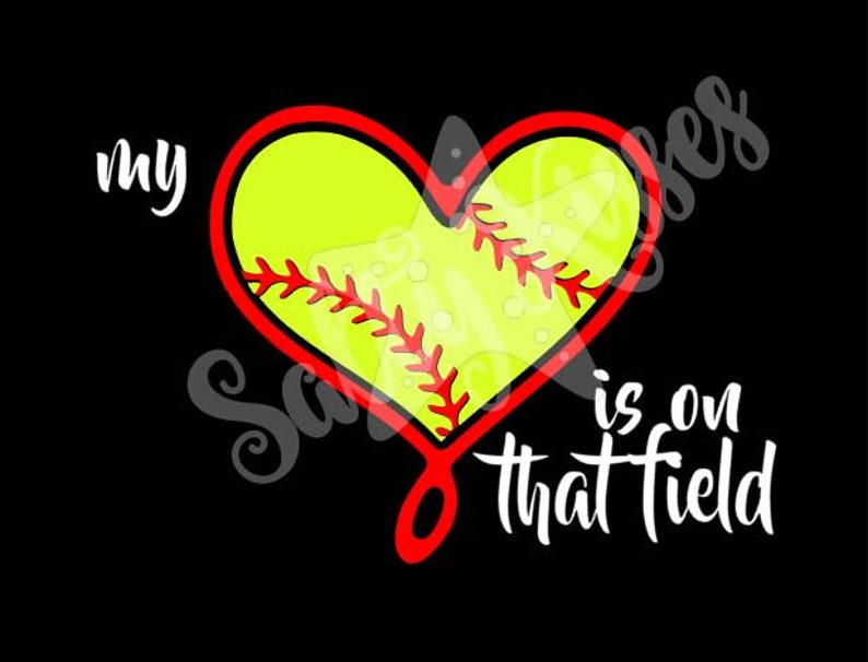 My Heart is on That Field Softball SVG File for - Etsy