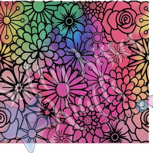 Flower Burst Straight Tumbler Template file SVG per Silhouette/Cricut