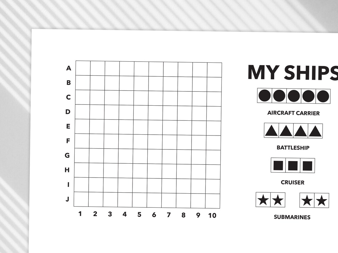 Printable Battleship Game Printable Board Game Board Game Etsy Australia