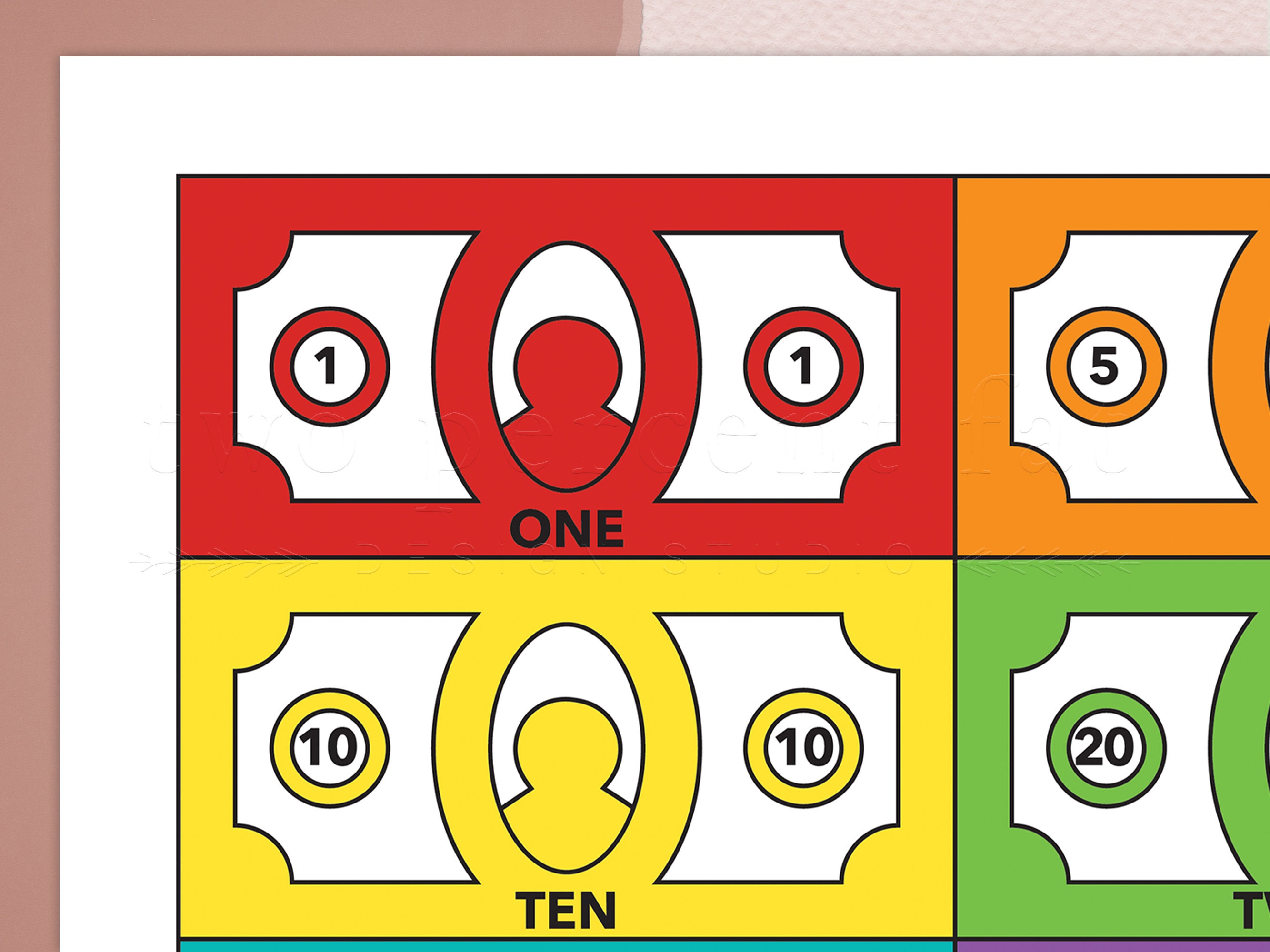Printable Play Money for Board Game, Board Game Pieces Template, Board ...