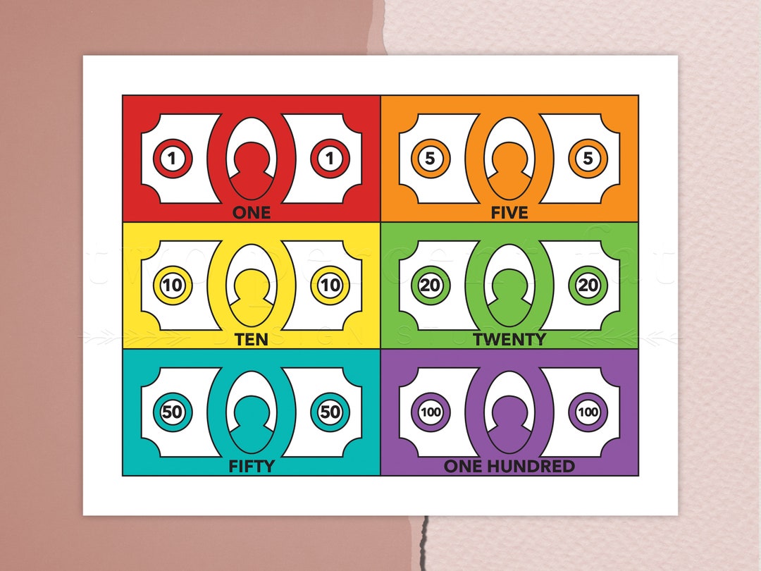 Printable Play Money for Board Game, Board Game Pieces Template, Board ...
