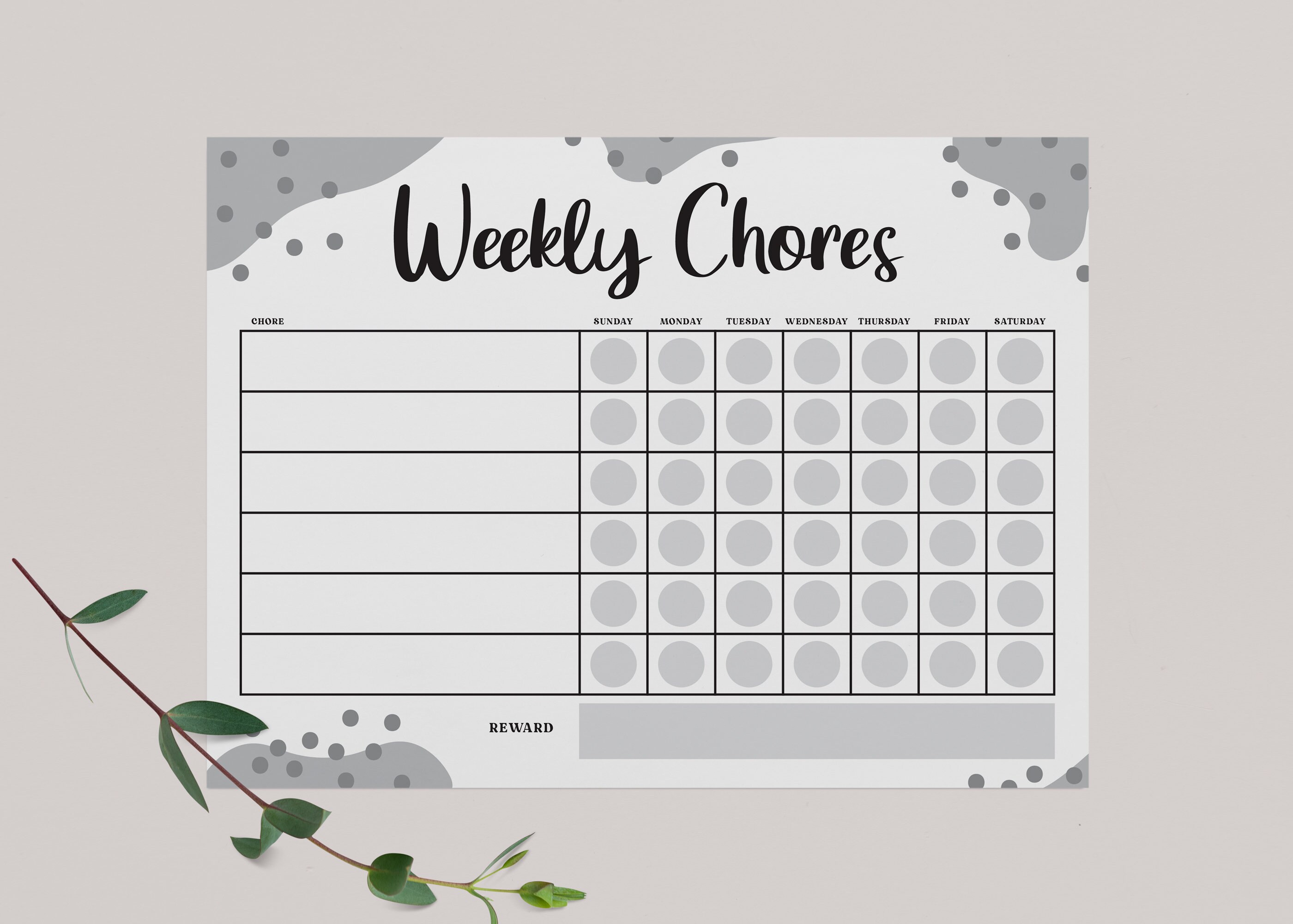 Chore Chart of Kids Girls Chore Chart Printable Chore Chart - Etsy