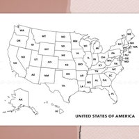 Blank United States of America Map, License Plate Game, USA Map, Map ...
