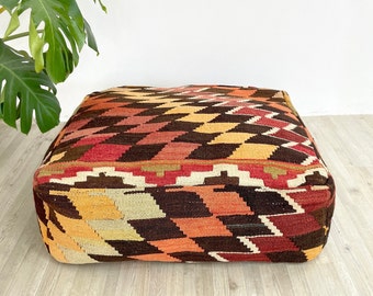 Pouf Cover Large, Unstuffed Handmade Turkish Pouf, Boho Pouf, Outdoor Floor Cushion, Pouf Ottoman No1515