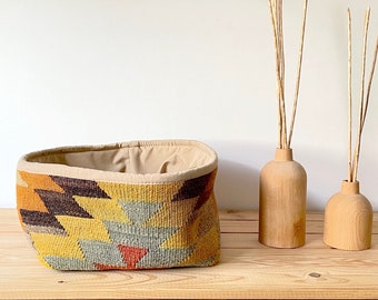 Multi-Functional Storage Box, Storage Box for Bathroom, Kitchen, Home Organizer, Vintage Kilim Box