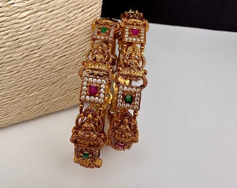 Matte Goddess Lakshmi Cz Bangles ,CZ Indian Bangles, Bracelet