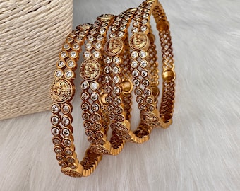 Matte CZ Bangles/Indian Bangles/Goddess Lakshmi Bangles Temple Jewelry
