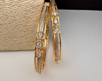 American Diamond Gold Bangles ,Indian Bangles, Pakistani Jewelry, CZ Bangles