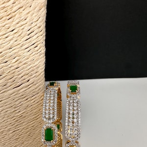 American Diamond Emerald Bangles ,Indian Bangles, Pakistani Jewelry, Emerald Bangles