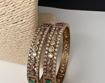 Multi Stone Cz Bangles ,CZ Indian Bangles, Pakistani Jewelry, Matte AD Bangles